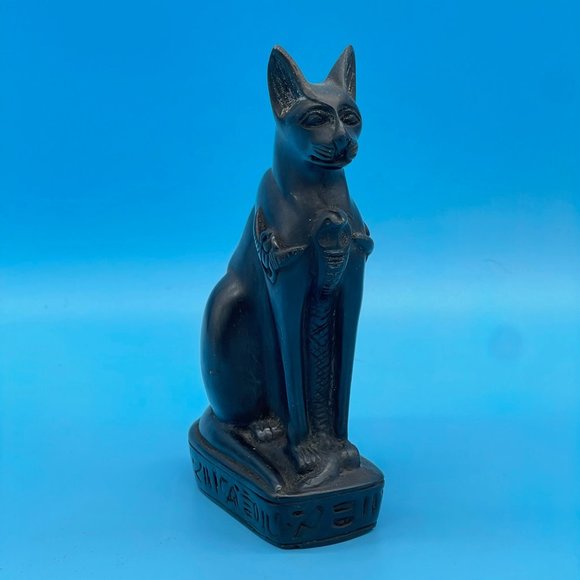 Accents Vintage Bastet Ancient Egyptian Black Cat Carved Soapstone